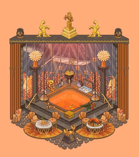 Habbo Hotel, Smurf Village, Underwater Restaurant, Isometric Art, My Fantasy World, Isometric Design, Pixel Art Games, Splash Page, Tiny World