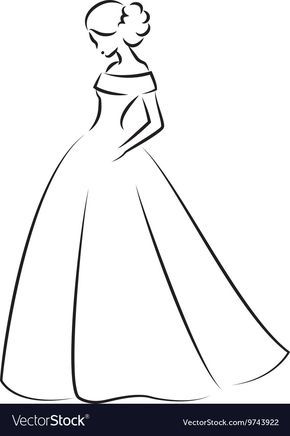 Dress Drawing Easy, Hand Outline, Dress Vector, Easy Love Drawings, Fashion Drawing Tutorial, Abstract Hand, White Wedding Dress, Easy Drawings Sketches, Fashion Illustration Sketches