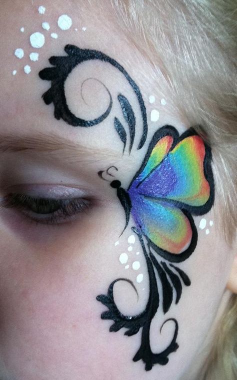 maquillaje Facial Painting, Easy Face Painting Designs, Obličejové Masky, Bodysuit Tattoos, Fantasy Make-up, Butterfly Face Paint, Christmas Face Painting, Cheek Art, Girl Face Painting