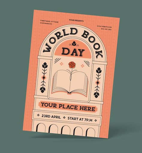 World Book Day Flyer Template AI, EPS Book Club Flyer, Book Club Poster, Indie Bookstore, Book Poster, World Book Day, Club Poster, Abstract Face Art, Book Discussion, Flyer Design Inspiration