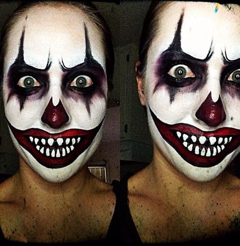 Horror Clown halloween make up Horror Clown Makeup, Creepy Nurse, Clown Scary, Halloween Face Painting, Horror Clown, Halloween Makeup Costumes, Spfx Makeup, Scary Clown Makeup, Horror Make-up