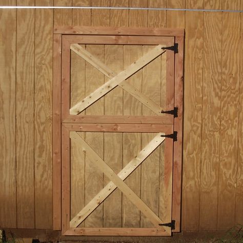 To complete these free woodworking plans for a set of barn doors, apply an eco-friendly finish in case animals nibble at the doors. Dutch Barn Door, Used Woodworking Tools, Woodworking Tools Storage, Woodworking Kits, Antique Woodworking Tools, Woodworking Tools Workshop, Best Woodworking Tools, Wood Crafting Tools, Dutch Door