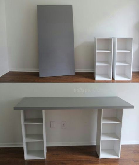 Diy Crafts Desk, Cool Desk, Office Diy, Desk Diy, Dream Craft Room, Craft Room Design, Craft Desk, Craft Room Storage, Craft Room Office