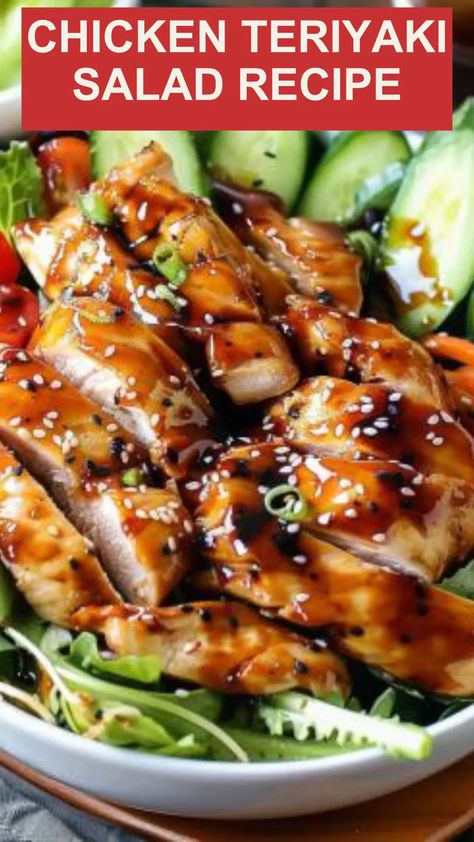 Enjoy a satisfying Chicken Teriyaki Salad, bursting with savory flavors and fresh ingredients. Try our delicious recipe today! Teriyaki Chicken Salad Recipe, Chicken Teriyaki Salad, Teriyaki Salad, Teriyaki Chicken Salad, Chicken Salad Dressing, Japanese Chicken, Recipes Salads, Asian Chicken Salads, Asian Dinners