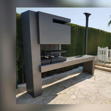 Barbeque Design, Design Per Patio, Outdoor Fireplace Kits, Outdoor Bbq Area, Barbecue Design, Outdoor Barbeque, Modern Outdoor Kitchen, Outdoor Kitchen Decor, Bbq Grill Design