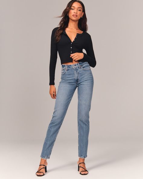 Women's High Rise Mom Jean | Women's Bottoms | Abercrombie.com Letter Boards, Abercrombie Jeans, All Jeans, Women's Bottoms, Jean Trends, Abercrombie And Fitch Jeans, Relaxed Jeans, Outfit Inspiration Fall, Mom Jean