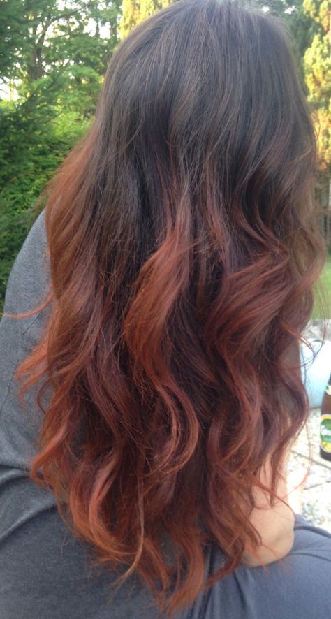 Copper Ombre Hair, Red Dip Dye Hair, Orange Ombre Hair, Dipped Hair, Copper Ombre, Dyed Hair Pastel, Dip Dye Hair, Henna Hair, Dye Hair