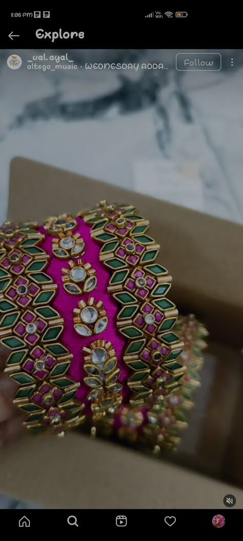 Thread Work Bangles, Maggam Work Bangles Designs, Silk Thread Bangles Design Latest Bridal, Thread Bangles Design Bridal, Aari Work Bangles, Silk Thread Bangles Design Kundan, Thread Bangles Silk Handmade, Engagement Bangles, Maggam Work Bangles