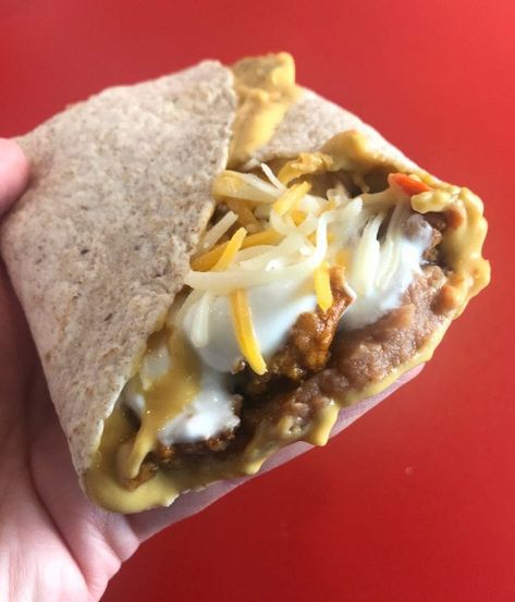 Taco Bell 5 Layer Burrito Recipe, 5 Layer Burrito Recipe, 5 Layer Burrito, High Fiber Low Carb, Taco Bell Recipes, Bean Burritos, Low Carb Wraps, Burrito Recipe, Recipe Builder