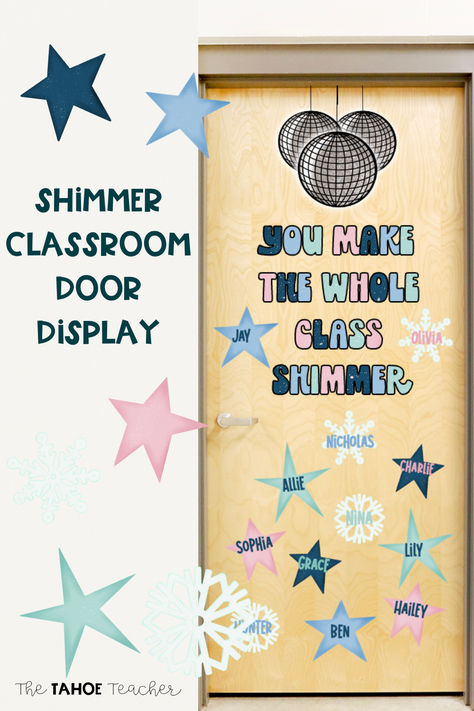 Welcome your students and celebrate their uniqueness with this Taylor Swift inspired classroom door display that says You Make the Whole Class Shimmer. Includes letters, disco balls, and editable stars and snowflakes for students names or motivational messages. You Swift fan students will love it! Great for kindergarten, 1st grade, second grade, 3rd grade, fourth grade, or fifth grade. You Make The Whole Class Shimmer Door, Student Names On Door, Elementary Door Decor, You Make The Whole Class Shimmer, Classroom Taylor Swift, Taylor Swift Door Decoration School, Taylor Swift Door Decoration, Taylor Swift Classroom Door Decor, Taylor Swift Inspired Classroom