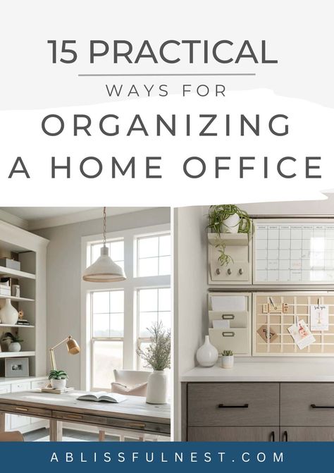 Explore simple and effective strategies to keep your home office tidy and efficient. These practical tips will help you create a productive workspace that fosters creativity and focus. Start transforming your home office into a well-organized, inspiring environment today. #homeofficeorganization #productivityhacks #workspacetips How To Set Up A Home Office, Home Office With Storage Ideas, Home Office Storage Solutions, Wfh Organization, Real Estate Home Office, Woman Home Office, Small Office Design Workspaces, Small Office Inspiration, Home Office Organizing Ideas