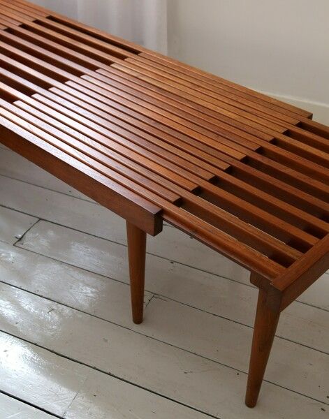 Slatted Bench, Vintage Coffee Tables, Mid Century Bench, Wood Chair Design, Woodwork Ideas, Coffee Tables For Sale, Furniture Redo, Wood Coffee Table, Coffee Table Vintage