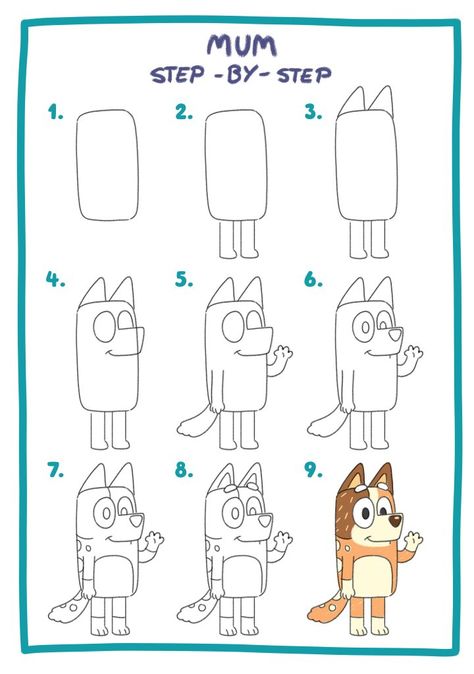 How To Draw Bandit Bluey, How To Draw Bluey Step By Step, How To Draw Bingo Step By Step, Draw Bluey Easy, How To Draw Bluey Characters Step By Step, Bluey And Bingo Drawing, How To Draw Bingo, How To Draw Bluey And Bingo Step By Step, Easy How To Draw For Kids