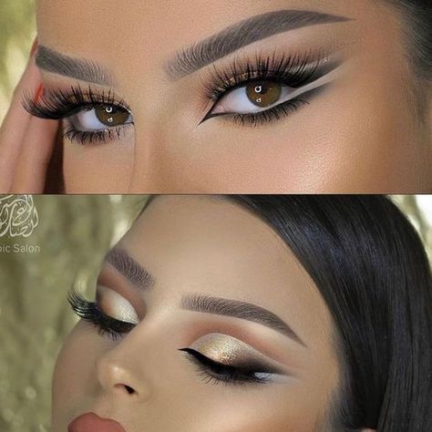 Arabic Eyeshadow Looks, Arabic Salon Hair, Arabic Style Makeup, Arabic Make Up Eyes, Arabic Makeup Looks Arabian Eyes, Arabic Eye Makeup Tutorial, Arabian Eye Makeup, Arabic Makeup Looks, Arabic Look