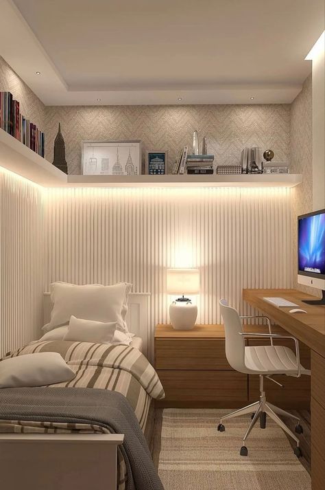 Bedroom Layouts For Small Rooms, Tiny Bedroom Design, Small Bedroom Interior, Hiasan Bilik Tidur, Small Room Design Bedroom, House Interior Decor Ideas, Room Redesign, Small Room Design, Minimalist Room