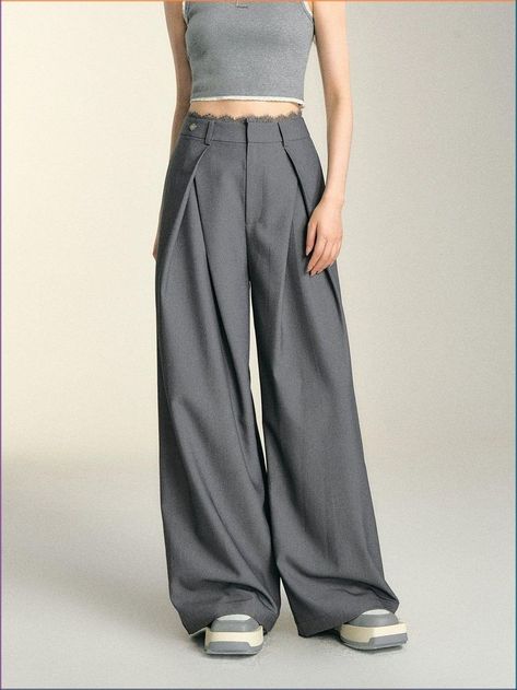 Pleated Trousers Outfit, Athleisure Jacket, Denim Essentials, Quality Street, Pleated Trousers, New Rock, Korean Girl Fashion, Denim Trends, Solid Color Shirt