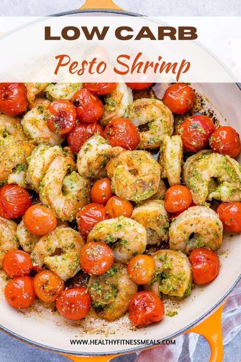 Pesto Shrimp Recipe Sauteed Shrimp Recipe, Homemade Pesto Recipe, Healthy Pesto, Pesto Shrimp, Homemade Pesto Sauce, Flavorful Shrimp, Sauteed Shrimp, Healthy Fitness Meals, Baked Shrimp