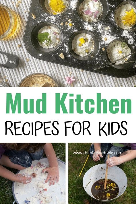 kids making outdoor potions and mixing mud pies! Mud Kitchen Potion Making, Mud Recipe, Potions For Kids, Mud Kitchen For Kids, Diy Mud Kitchen, Kids Mud, Forest School Activities, Garden Activities, Mud Kitchen