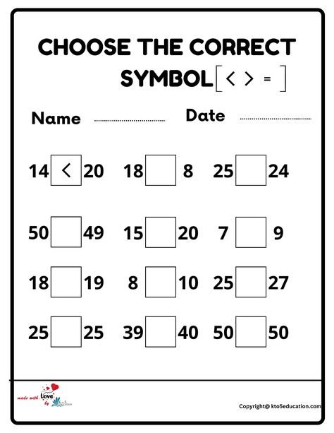 Put The Sign Worksheet, Maths Worksheet For Senior Kg, Maths Classroom Displays, Maths Classroom, Ready For First Grade, Kindergarten Addition, Maths Activity, Nursery Worksheets, Mathematics Activities