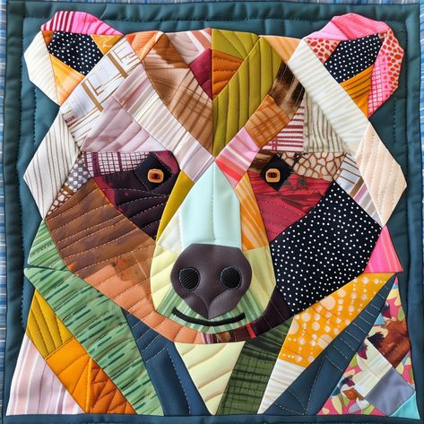 Bear Patchwork Pattern, Bear Quilt Pattern, Bear Sewing Pattern, Animal Quilt, Animal Patchwork, Bear Pattern , Bear Pattern Kit , Fabrics - Etsy Bison Quilt Patterns, Child Quilt Patterns, Quillow Pattern Free, Space Quilt Pattern, Alpaca Quilt, Kids Quilts Ideas, Quilting Patterns Easy, Boy Quilt Patterns, Bear Quilt Pattern