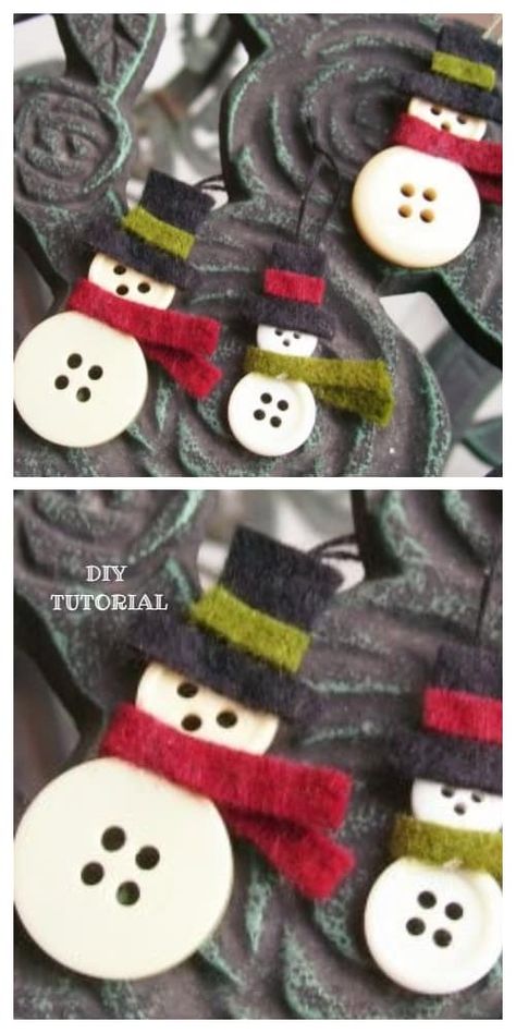 Fab Ideas on Button Crafts for Christmas Decorations Diy Snowman, Snowman Christmas Tree, Snowman Crafts, Christmas Crafts Decorations, Noel Christmas, Button Crafts, Winter Crafts, Handmade Ornaments, Xmas Crafts