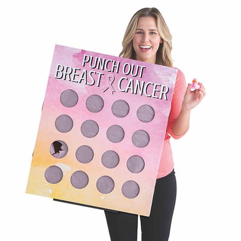 Pink Ribbon Punch Game | Oriental Trading Pink Out Basketball Game, Volleyball Pink Out Ideas, Pink Out Game Posters, Pink Out Volleyball Game, Soccer Pink Out, Punch Game, Game Booth, Fundraising Event, Pink Day