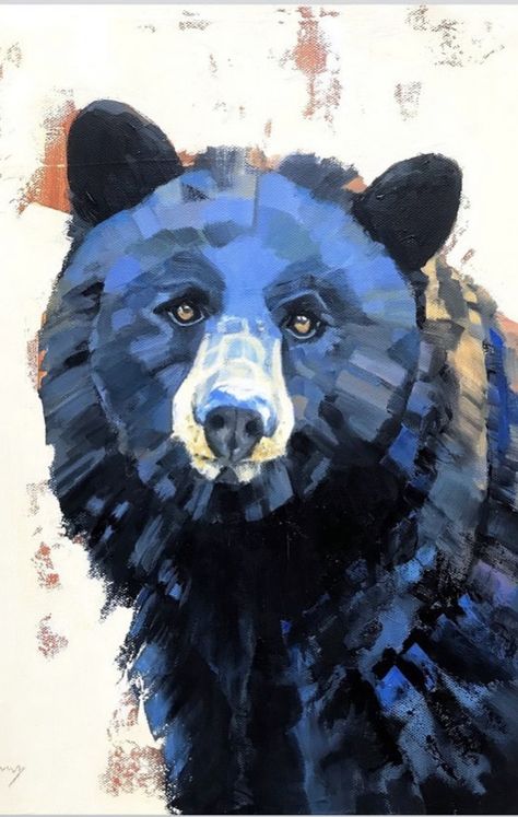 Oil Painting Animals Wildlife Art, Contemporary Wildlife Art, Bear Pics, Painting 2023, Black Bears Art, Painted Animals, Bear Photo, Bear Painting, Animals Painting