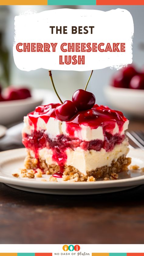 Dive into layers of delight with our Cherry Cheesecake Lush! Creamy cheesecake, vibrant cherries, and a golden Oreo crust create a dessert masterpiece. Perfect for indulgent moments and special gatherings. Get the recipe and treat yourself today! Cherry Cheesecake Lush Recipe, Cherry Cheesecake Lush, Cherry Cheesecake Dessert, Cherry Lush, Usa Dessert, Golden Oreo Crust, Cheesecake Lush, Fruity Cakes, Christmas Cheesecake Recipes