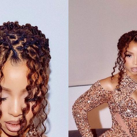 cxhloveˣ Fan Page on Instagram: "Chlöe🤍✨ 👑✨ ▶️In Pieces #chlöe #beautiful #locstyles #cityyearla #beautiful #talented #fashionstyle #havemercy #loozeu" Locs With Curly Pieces, Chloe Bailey Locs, Chloe Bailey Hairstyles, Natural Locs, Chloe Bailey, Sister Locs, Loc Styles, Women Hairstyles, Art Clothes