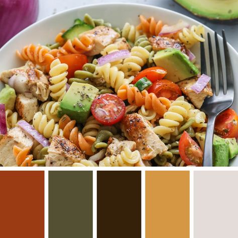 Food Inspired, Chicken Pasta Salad, Pallet Ideas, Chicken Pasta, Color Pallets, Pasta Salad, Color Palettes, Color Schemes, Color Palette