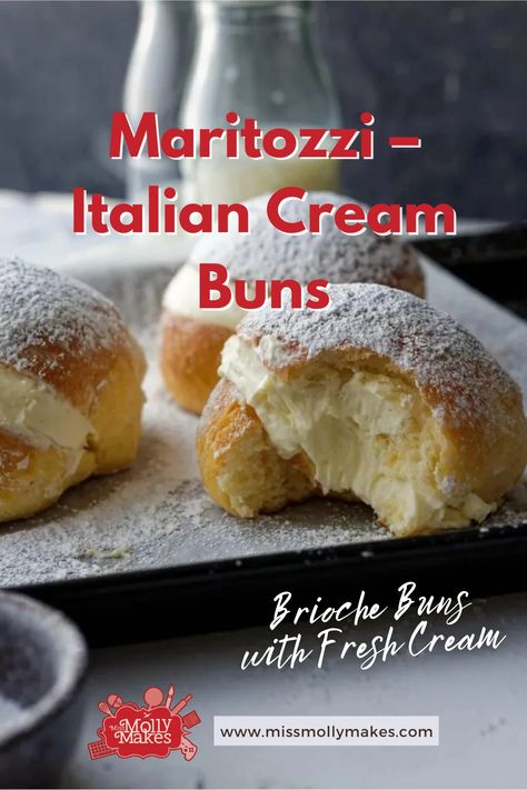 Maritozzi - Italian Cream Buns Cream Buns, Whipped Mascarpone, Cream Bun, Italian Cream, Italian Pastries, Mascarpone Cream, Sweet Buns, Brioche Buns, Breakfast Muffins