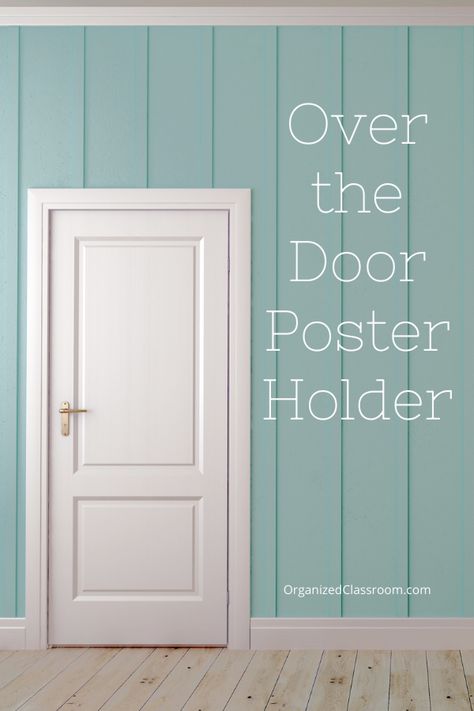 Check out this easy and inexpensive way to hang your posters, anchor charts, and bulletin board borders out of the way! Love it! Poster Storage, Poster Holder, Door Poster, Teacher Freebies, Bulletin Board Borders, Classroom Freebies, Handy Dandy, Classroom Library, Classroom Environment