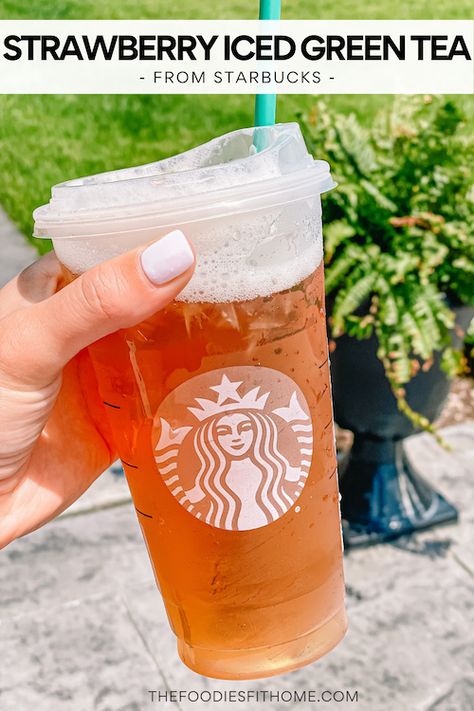 Iced Green Tea Lemonade Starbucks, Starbucks Drinks With Green Tea, Green Tea Refresher Starbucks, Matcha Green Tea Lemonade, Green Tea Starbucks Drinks Healthy, Healthy Starbucks Tea Drinks, Starbucks Teas Recipes, Starbucks Iced Tea Drinks Recipe, Strawberry Tea Starbucks