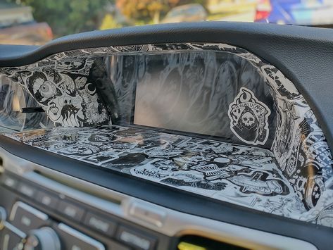 2015 Honda Accord sticker bombed Dash, center 2015 Honda Accord, Manual Driving, Driving Aesthetic, Honda Accord Touring, Car Facts, Car Deco, Cool Car Accessories, Car Mods, Car Projects