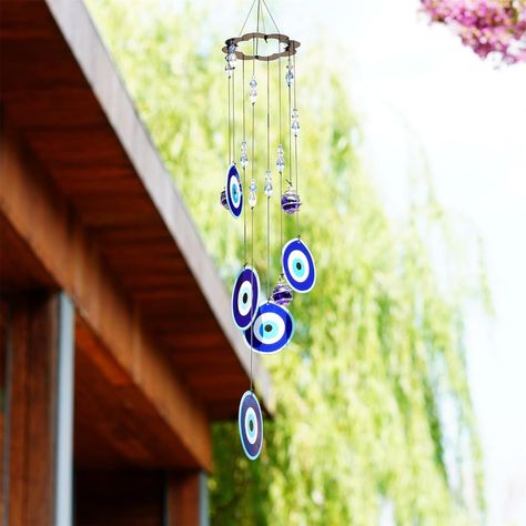 This Evil Eye Wind Chime Is Made Of Beautifully Printed Rust-Free Metal Sheet And Glass Suncatcher Beads. Total Length Approx.19.0 Inches (Including Hanging Strings And Hook) Evil Eye Charms Were Widely Used To Provide Defense Against Evil/Bad Energy And Bring People Power,Strength And Good Luck In Many Cultures Brand New Suncatcher Beads, Lilo And Stitch Movie, Protection Symbols, Clothes Pin Wreath, Bad Energy, Eye Decor, Hanging Beads, Evil Eye Protection, Vintage Carnival