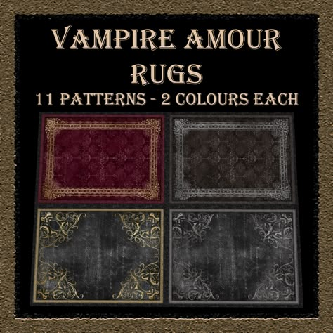 SIMS 4 - VAMPIRE AMOUR RUGS - BASE GAME | Patreon Sims 4 Gothic Wallpaper, Sims 4 Vampire Build Cc, Sims 4 Dark Wallpaper Cc, Sims 4 Gothic Decor, Goth Sims Cc Furniture, Vampire Furniture Sims 4 Cc, Sims 4 Vampire Decor, Sims 4 Cc Mods Vampire, Sims 4 Goth Wallpaper