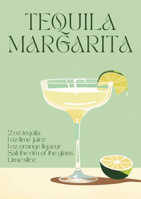 Drink Wall Prints, Margarita Wall Art, Cocktail Poster Design Graphics, Cocktail Glasses Aesthetic, Aesthetic Pictures Colorful, Drink Poster Design Ideas, Tequila Illustration, Margarita Illustration, Margarita Aesthetic