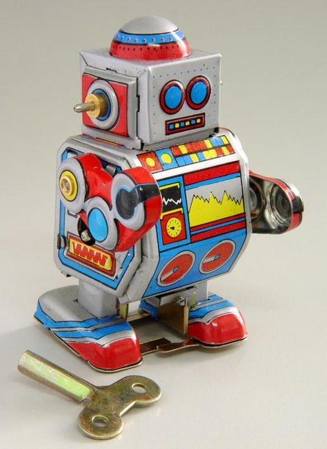 Little in size but big on character this Vintage Style Tin Robot Mini can't help but be cute. With his bright colored body this stout dude is sure to perk up any collection. Mr Roboto, Weird Gadgets, Bad Robot, Red Robot, Metal Robot, Toy Robot, Design Toys, Robot Sculpture, Vintage Robots