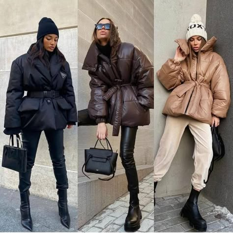 Feminine Winter Shoes, Winter Puffer Jacket Outfits, Puffer Jacket Outfit Winter Style, Europe Winter Outfits, Puffer Jacket Outfits, Fashion Trends Magazine, Puffer Outfit, Winter Jacket Outfits, Puffer Jacket Outfit