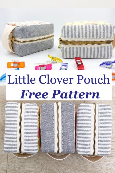 Little Clover Pouch Free Pattern | We love this little pouch so much for everyday activities. Think makeup, shaving kits, pencil pouch and more. The possibilities are endless. | Sewing With Scraps Sewing With Scraps, Diy Pouch No Zipper, Shaving Kits, Pouch Sewing, Cute Sewing Projects, Bag Pattern Free, Sewing Tutorials Free, Pattern Sewing, Pouch Pattern