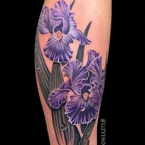 Discover | Tattoodo Iris Flower Tattoo, Iris Tattoo, Rose Shoulder Tattoo, Flower Tattoo Shoulder, Forearm Tattoo Women, Hummingbird Tattoo, Shoulder Tattoos For Women, Full Sleeve Tattoo, Calf Tattoo