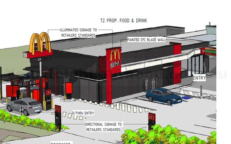 A development application has been lodged for the Service Station Upgrade and Food and Drink Outlet (Mcdonald's Restaurant), located at 270 Waterworks Road & 9 Trout Street, Ashgrove. Designed by Verve Building Design, the proposed seeks a single storey Food & Drink outlet (with drive-thru) development within a redeveloped service station. The existing single-story building, mechanic, and other structures #Yourneighbourhood #Ashgrove #Cafe #Development #FastFood #FoodandDrinkOutlet Drive Thru Restaurant Design, Illuminated Signage, Mcdonald's Restaurant, Directional Signage, Story Building, Drive Thru, Service Station, Cafe Design, Building Design