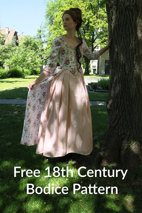 Free 18th Century Bodice Pattern 18th Century Dress Pattern, Colonial Dress Pattern, Bodice Pattern Free, Dress Bodice Pattern, Historical Dress Patterns, 18th Century Bodice, Historical Clothing Patterns, Historical Patterns, 18th Century Dress