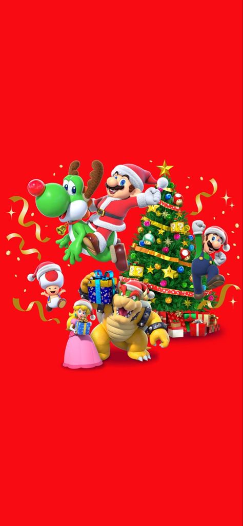 Super Mario Christmas Wallpaper, Mario Christmas Wallpaper, Super Mario Christmas, Mario Wallpaper, Mario Christmas, Christmas Collage, Lock Screens, Mario Bros., Donkey Kong