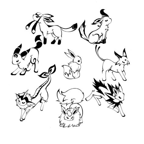 Eeveelutions LOVE!!!! Evee Tattoos, Pokemon Evee Evolution, Eevee Coloring Pages, Cute Eevee, Evee Evolution, Evolution Tattoo, Rare Tattoos, Pokemon Eevee Evolutions, Tattoos Men