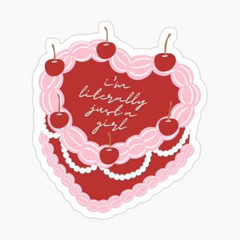 Get my art printed on awesome products. Support me at Redbubble #RBandME: https://www.redbubble.com/i/sticker/I-m-Literally-Just-A-Girl-Sticker-by-BindieArt/164955454.EJUG5?asc=u Birthday Cake Sticker, Sticker For Scrapbook, Coquette Stickers, Cake Sticker, Scrapbook Planner, Kindle Stickers, Widget Ideas, Planner Gift, Sticker Designs