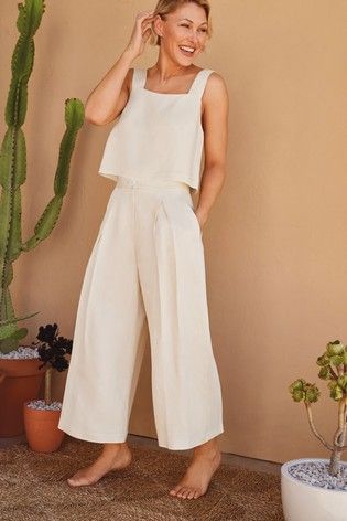 Buy Ivory Emma Willis Co-ord Top from the Next UK online shop Co Ords Outfits Summer, Co Ords Outfits, Emma Willis, Vacay Vibes, Loungewear Outfits, Linen Fashion, Simple Blouse, Co Ords, Matching Top