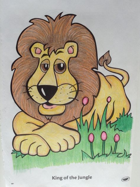 Leão. Animal Drawing For Kids, Lion Drawings, Drawing Pictures For Kids, Hand Art Kids, Colour Drawing, Crayon Drawings, Art Lessons For Kids, Easy Drawings For Kids, Animal Drawing