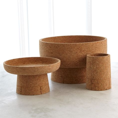 Cork Vase, Cork Bowl, Cork Table, Barbara Barry, Innovative Furniture, Global Views, Small Bowl, Brown Spots, Table Vases