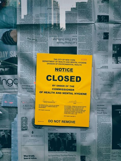 Notice Closed Poster Newspaper Flyer Graphic Designer Poster Newspaper, Minimal Plant, Newspaper Design, White Books, Environmental Health, Gardens By The Bay, Chick Fil A, Download Free Images, Graphic Poster